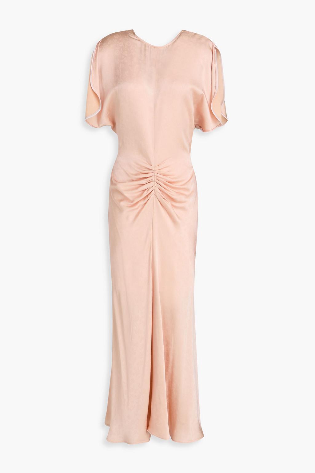 Ruched floral-jacquard midi dress by VICTORIA BECKHAM Ruched floral-jacquard midi dress by VICTORIA BECKHAM