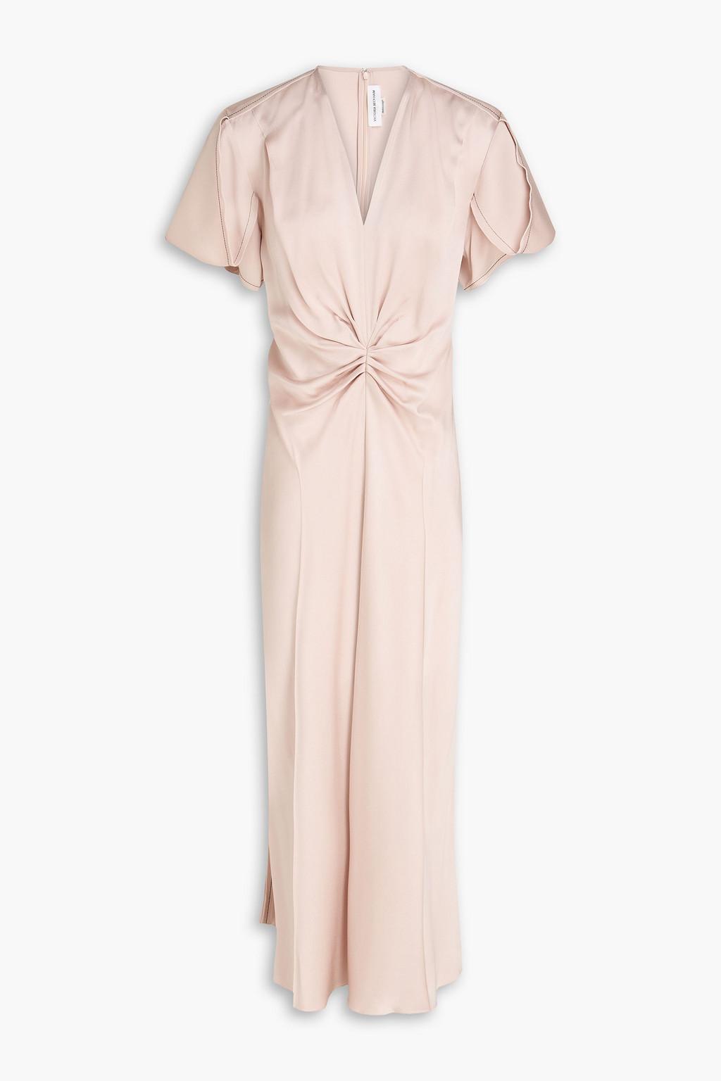 Ruched satin-crepe midi dress by VICTORIA BECKHAM