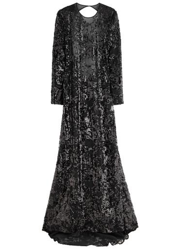 Sequin-embellished open-back tulle gown by VICTORIA BECKHAM