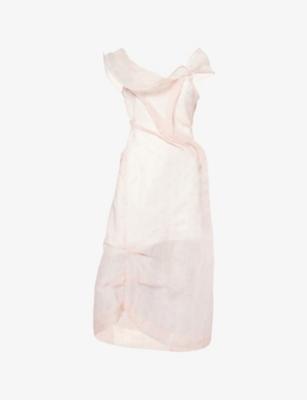 Shoulder Loop Ditsy-Print Organza Midi Dress by VICTORIA BECKHAM