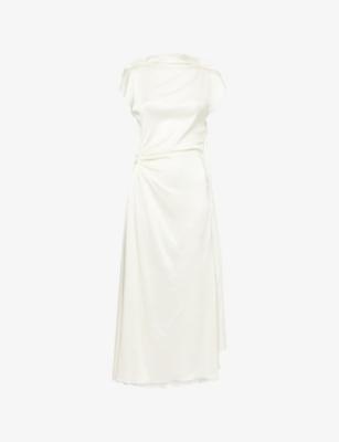 Sleeveless Draped Satin Midi Dress by VICTORIA BECKHAM