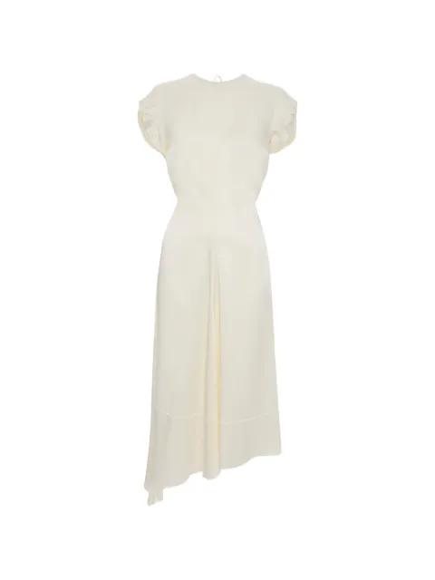 Twist Shoulder asymmetric-hem midi dress by VICTORIA BECKHAM