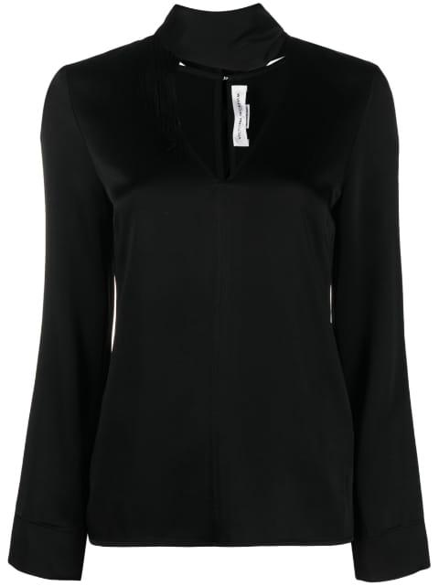 V-neck fringed satin blouse by VICTORIA BECKHAM