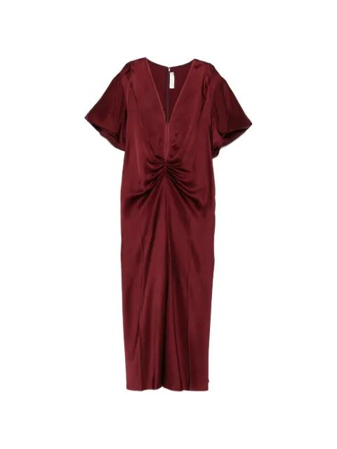V-neck gathered midi dress by VICTORIA BECKHAM