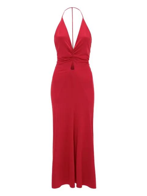 V-neck ruched midi dress by VICTORIA BECKHAM