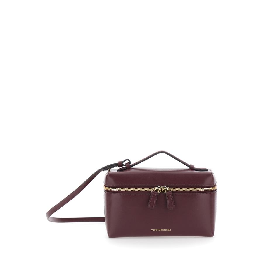 Victoria Beckham Vanity Red Crossbody Bag With Adjustable Strap And Logo Lettering On The Front In Leather Woman by VICTORIA BECKHAM