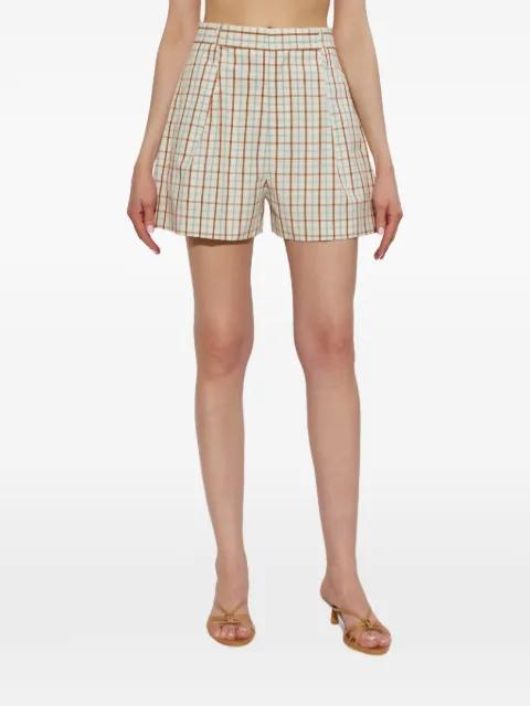 check-pattern pleated shorts by VICTORIA BECKHAM