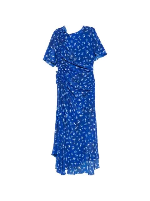 floral-print smocked  asymmetric dress by VICTORIA BECKHAM