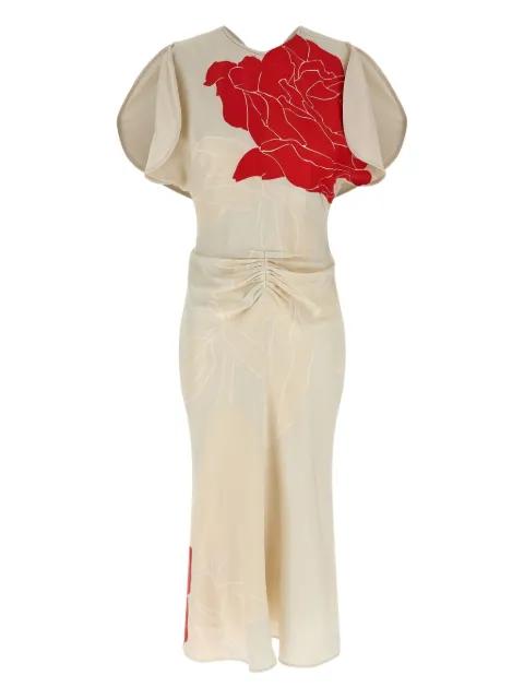 gathered-waist printed midi dress by VICTORIA BECKHAM