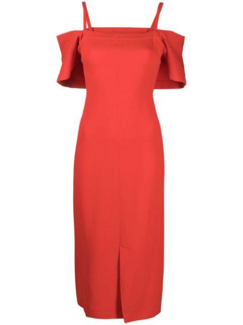 off-shoulder midi dress by VICTORIA BECKHAM