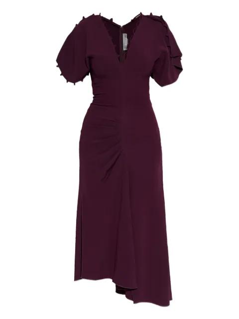 ruffled-sleeve asymmetric midi dress by VICTORIA BECKHAM