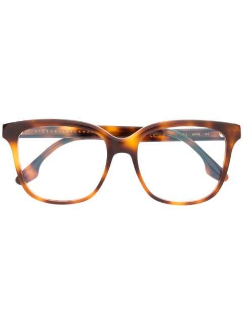 tortoiseshell square glasses by VICTORIA BECKHAM