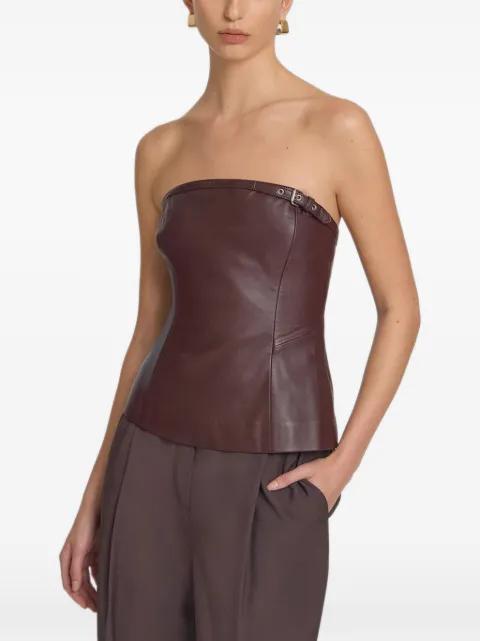 buckle-detail leather top by VIKTORIA&WOODS