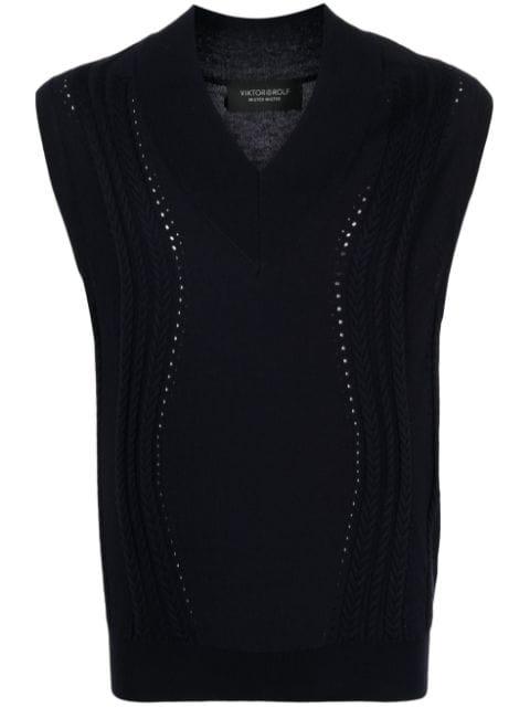 V-neck cable-knit sleeveless sweater by VIKTOR&ROLF
