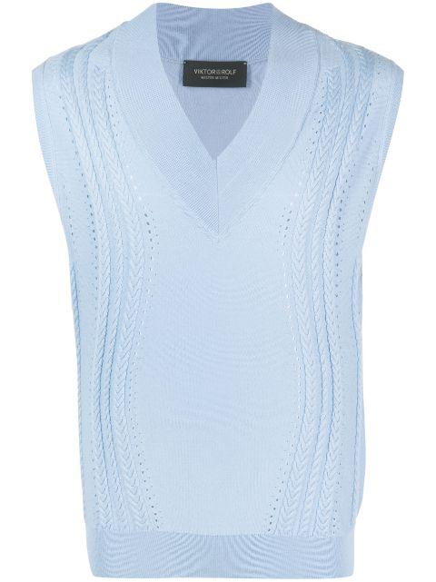 cable-knit V-neck vest by VIKTOR&ROLF