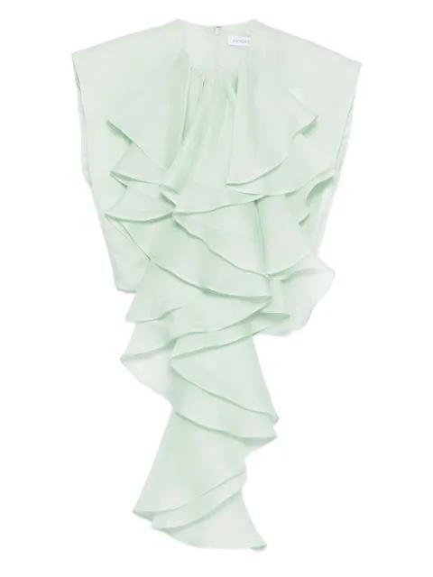 layered-ruffle silk top by VIKTOR&ROLF