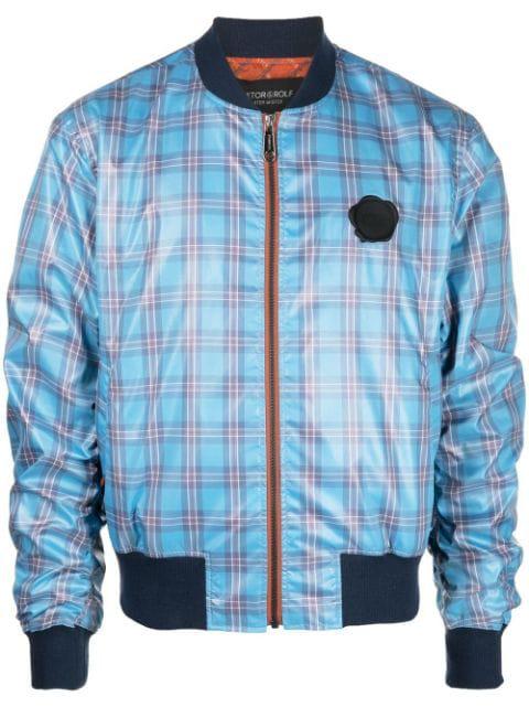 logo-detail tartan-check bomber jacket by VIKTOR&ROLF