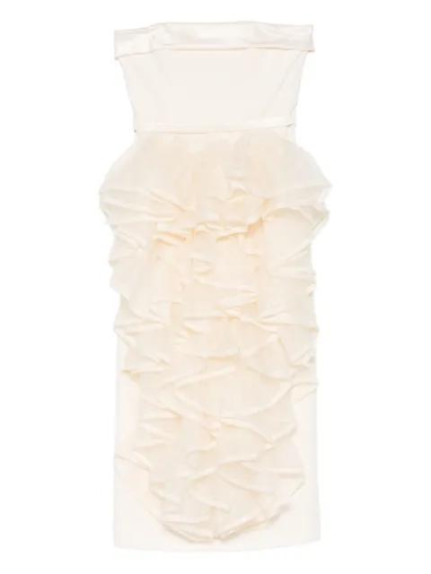 ruffled strapless midi dress by VIKTOR&ROLF