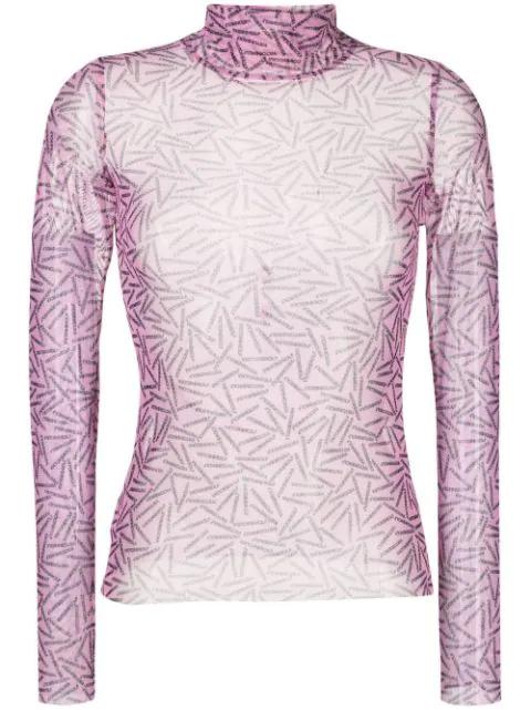 semi-sheer logo-print top by VIKTOR&ROLF