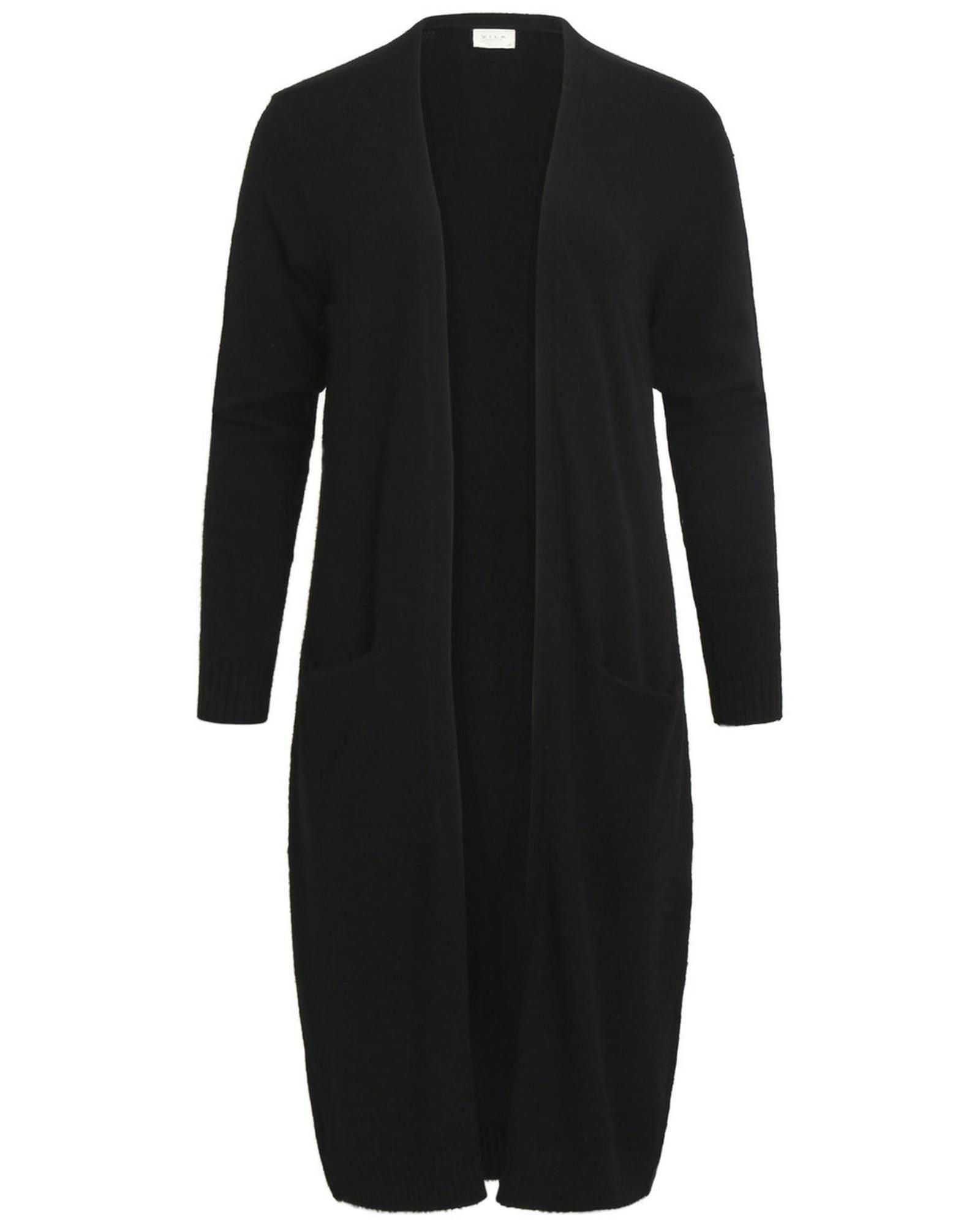 Longline Knit Cardigan with Pockets Wo - Black by VILA CLOTHES Longline Knit Cardigan with Pockets Wo - Black by VILA CLOTHES