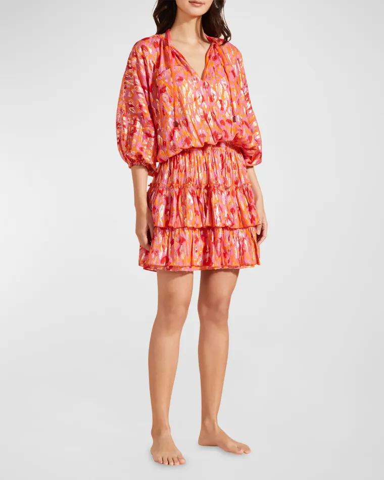 Abstract Leopard Printed Silk Mini Dress by VILEBREQUIN