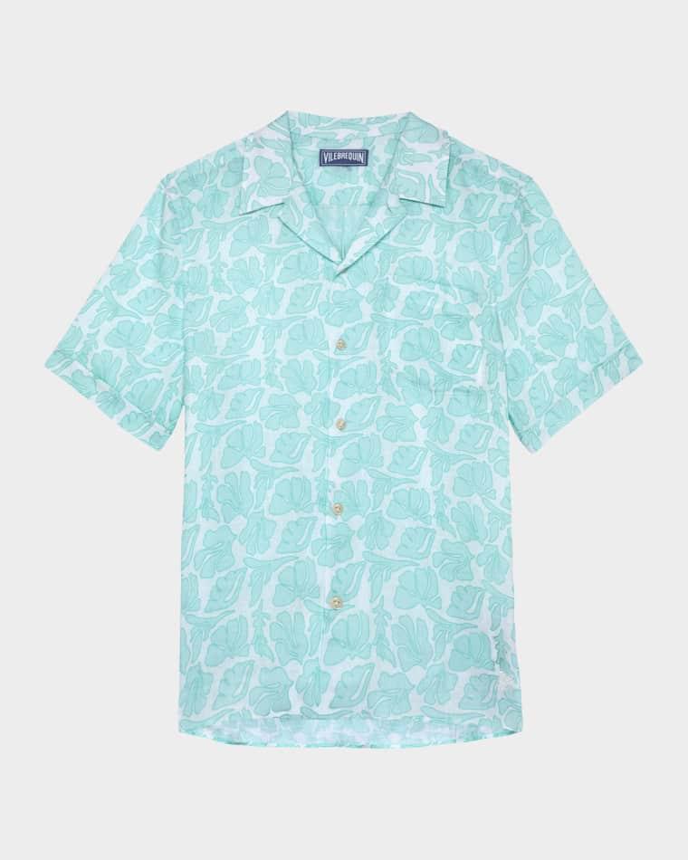 Men's Seashells Linen Short-Sleeve Shirt by VILEBREQUIN