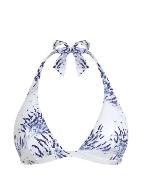lavender-print halterneck bikini top by VILEBREQUIN