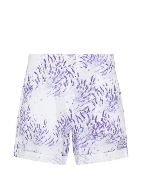 lavender-print linen shorts by VILEBREQUIN