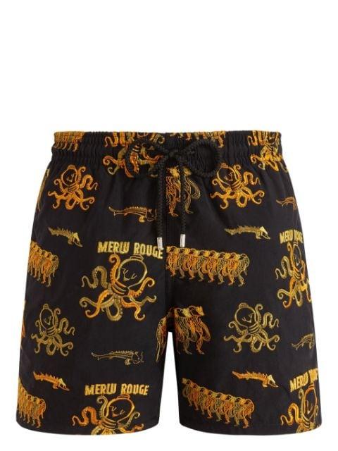 octopus-embroidered drawstring swim shorts by VILEBREQUIN