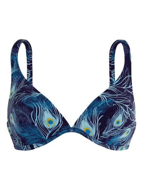 peacock-print bikini top by VILEBREQUIN