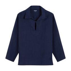 x Ines de la Fressange linen solid peajacket by VILEBREQUIN