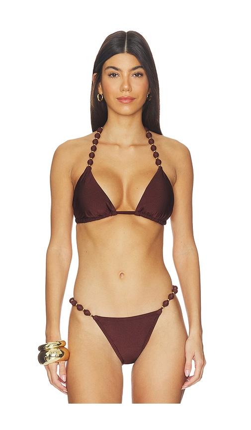 villa fresca Sole Triangle Bikini Top in Chocolate by VILLA FRESCA
