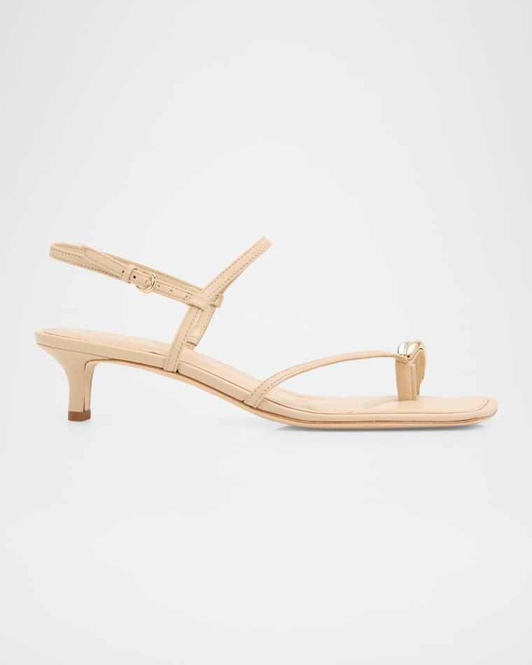 40mm Polli Leather Kitten-Heel Sandals by VINCE