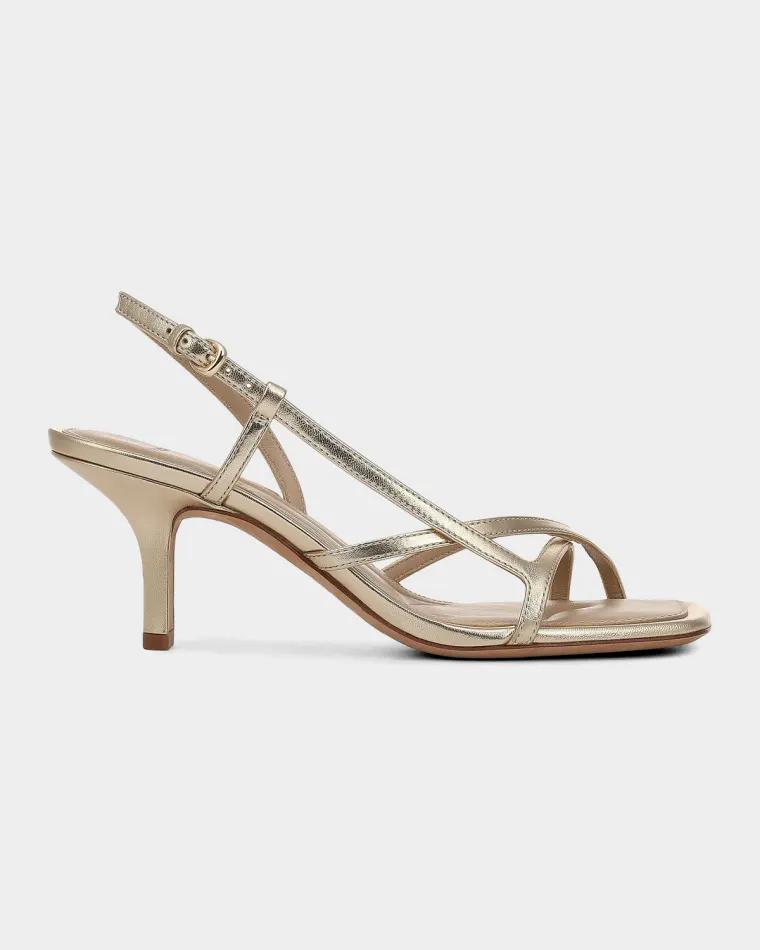 65mm Lilian Metallic Leather Slingback Sandals by VINCE