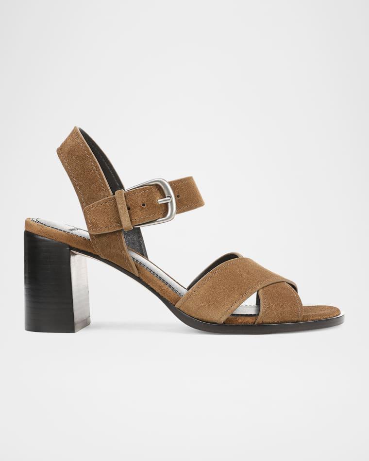 70mm Salma Suede Block-Heel Sandals by VINCE