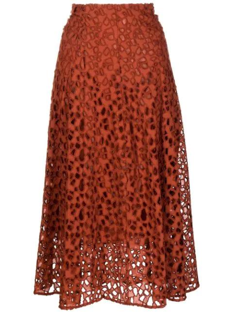 A-line lace-embroidered skirt by VINCE