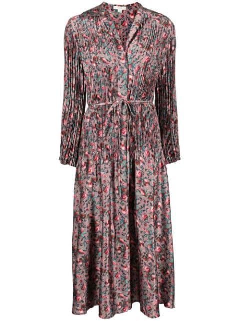 Berry Blooms pleated shirt dress by VINCE