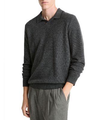 Boiled Cashmere Feed Striped Johnny Collar Sweater by VINCE