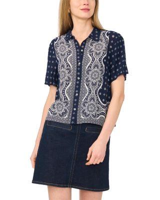 Collared Button Down Short Sleeve Shirt by VINCE CAMUTO