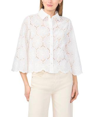 Collared Eyelet Shirt by VINCE CAMUTO