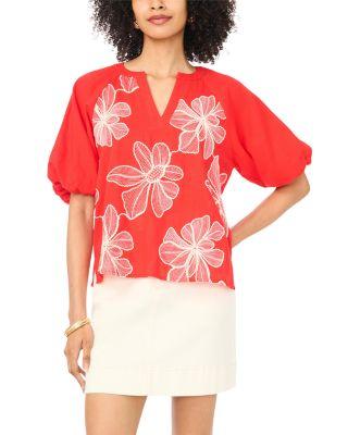 Contrast Split Neck Top by VINCE CAMUTO
