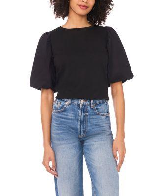 Crewneck Puff Sleeve Knit Top by VINCE CAMUTO