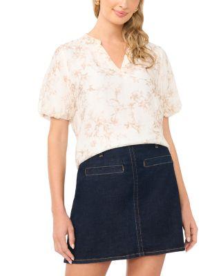 Crewneck Short Puff Sleeve Top by VINCE CAMUTO