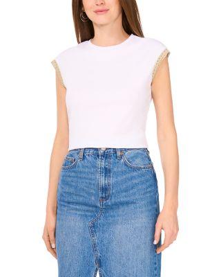 Crocheted Trim Top by VINCE CAMUTO