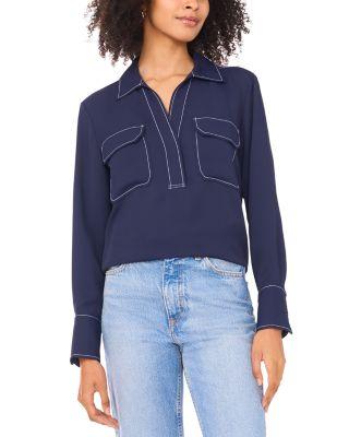 Half Placket Blouse by VINCE CAMUTO