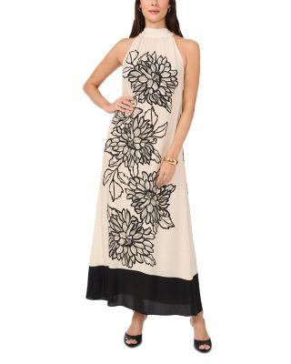 High Neck Floral Print Dress by VINCE CAMUTO