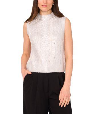 Mixed Cable Funnel Neck Sweater by VINCE CAMUTO