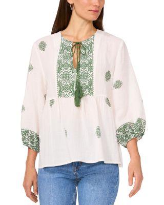 Neck Tie Peasant Blouse by VINCE CAMUTO