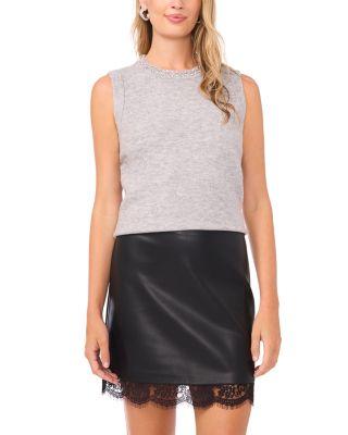 Rhinestone Neck Sleeveless Sweater by VINCE CAMUTO