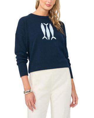 Sardine Motif Crewneck Sweater by VINCE CAMUTO